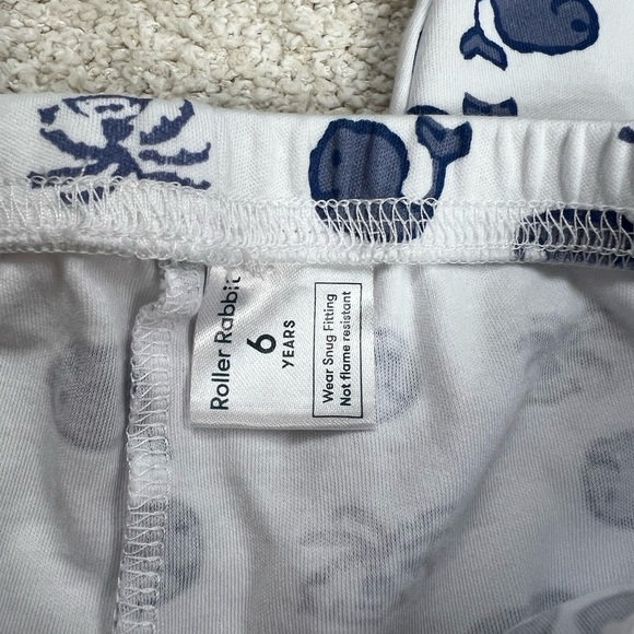 Roller Rabbit Whale Moby Pajama bottoms Size 6 white and blue - Picture 4 of 5